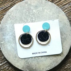 marble gold hoop earrings